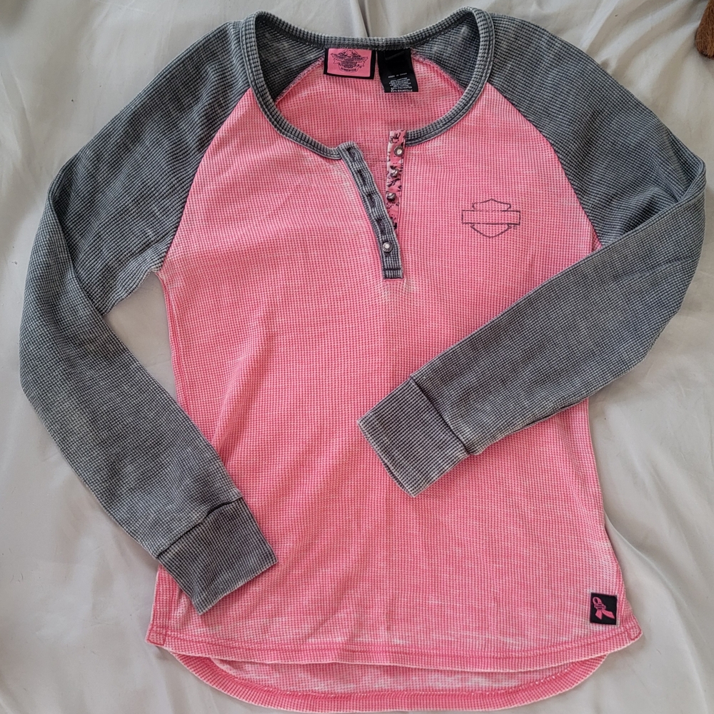 Pink and Gray Kids Long Sleeve Shirt